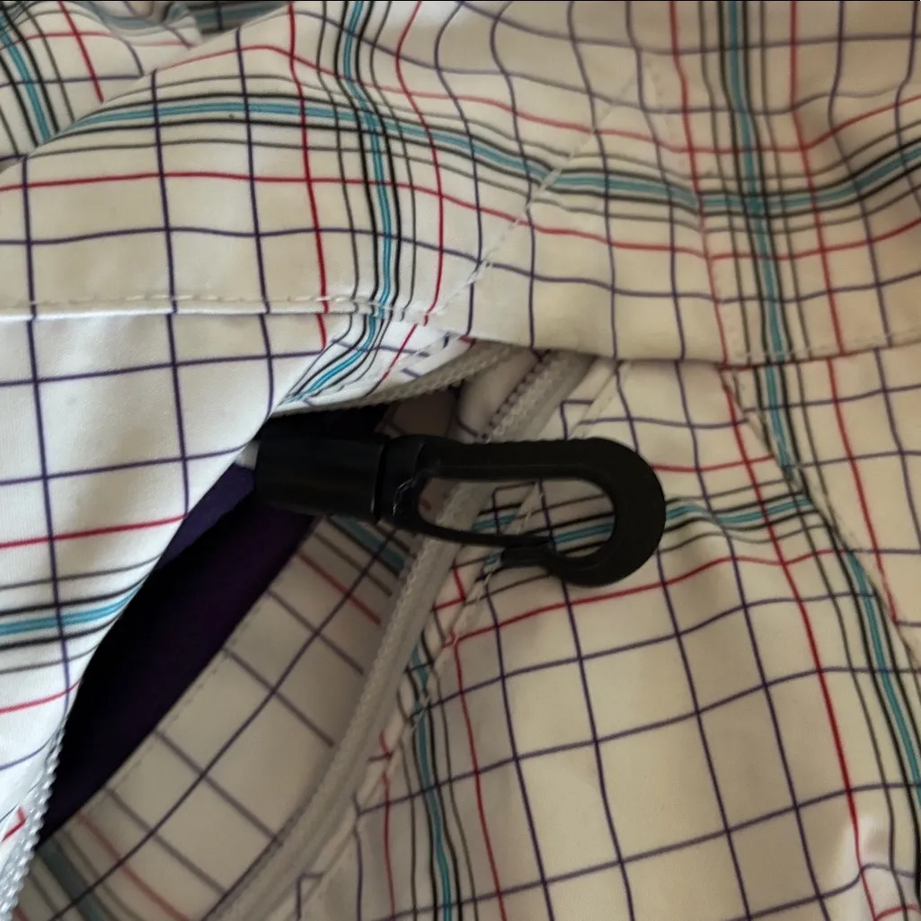 Burton DryRide Snowboard Ski Jacket Parka White Red Blue Plaid Pattern Sz S - Image 8