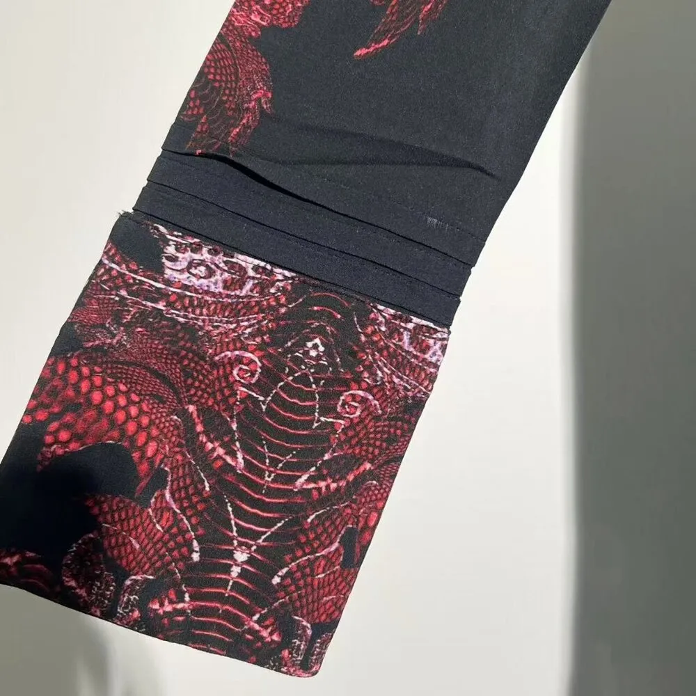 Justcavalli Women's Floral Long Sleeve Irregular Dress Size 40 - Image 5