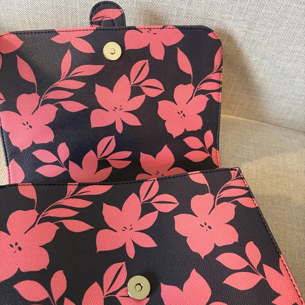 41 Hawthorn Blue and Pink Floral Faux Leather Flap Backpack NEW WITH TAGS - Image 6