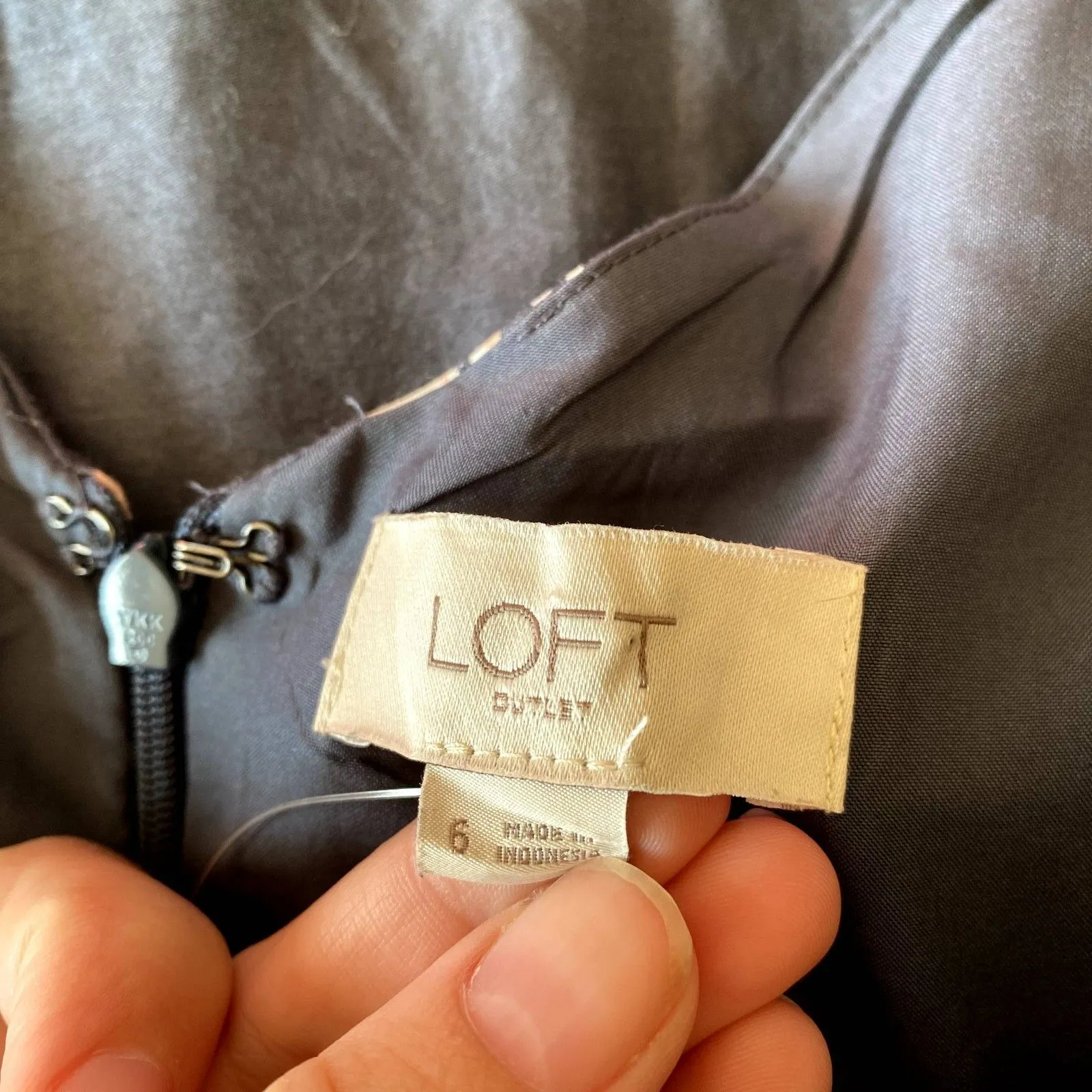 Loft Fit and Flare‎ Mini Dress Classic Boat Neck Gray Spring Floral Size 6 - Image 7