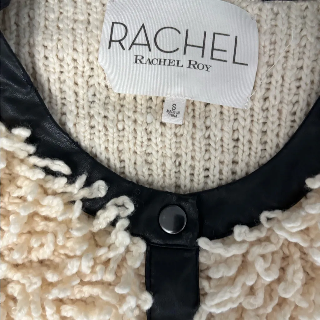Rachel Roy NWT  Chunky knit sweater with shaggy faux-shearling - Image 5