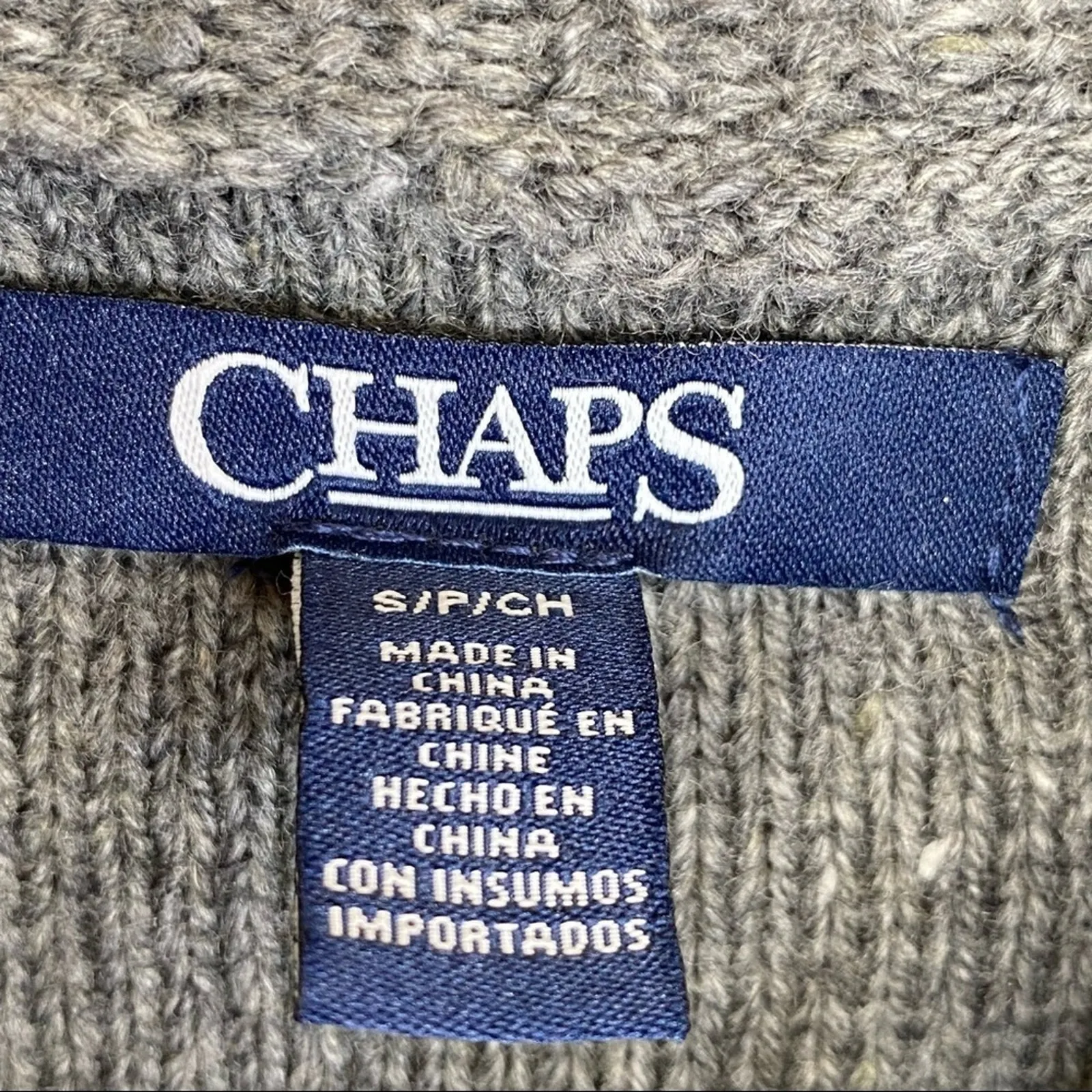 CHAPS  gray patchwork fair isle cowl neck chunky knit pullover sweater Small - Image 5