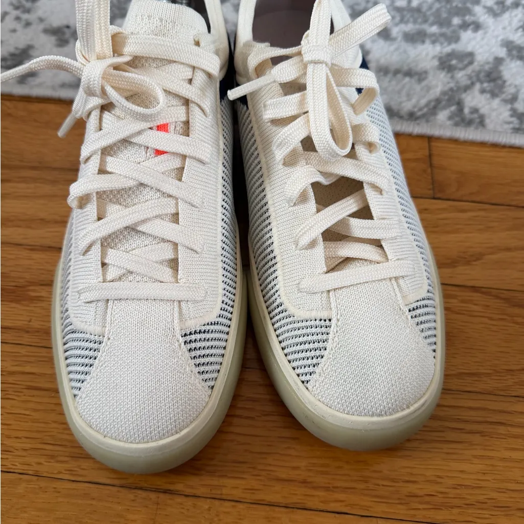 Rothy’s Lace Up Sneakers Classic Navy and Cream Striped size 7 - Image 3