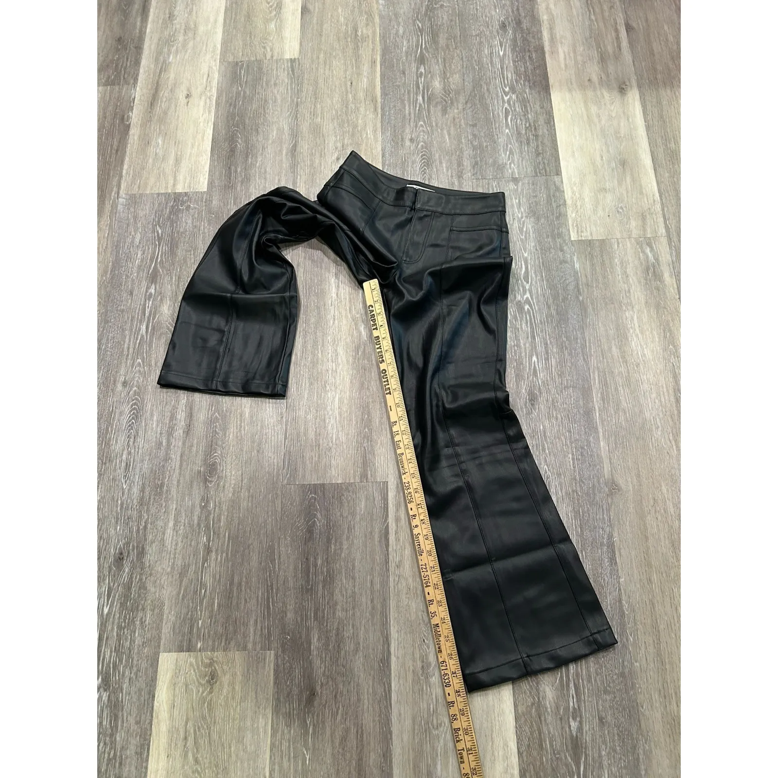 We The Free People Wide Leg Baggy Flare Flared‎ Bootcut Vegan Leather Pants Sz 0 - Image 6