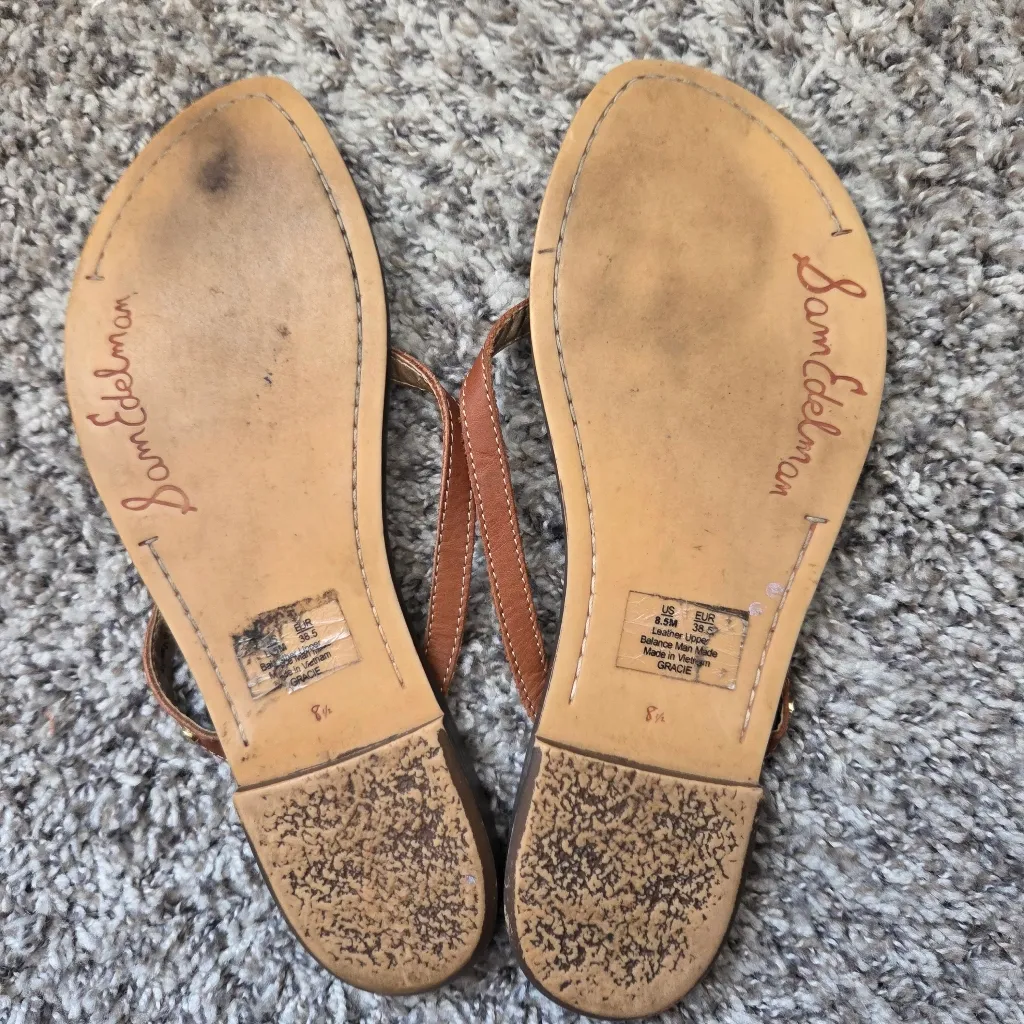 Sam Edelman Gracie Brown Leather Flip-Flops - Image 7