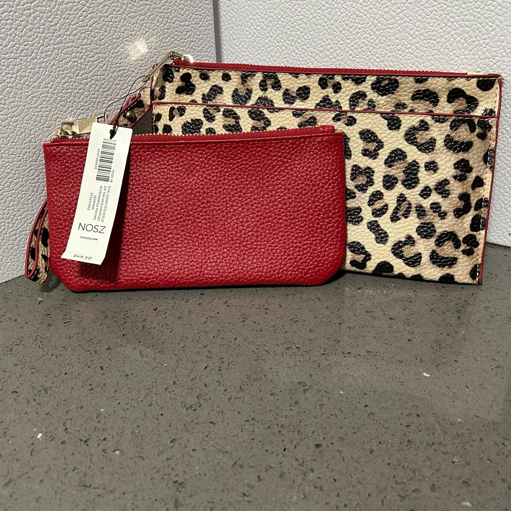 Chico's Animal Print Wristlet with Red Insert - Image 3