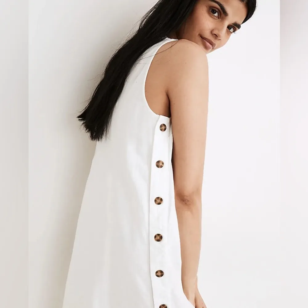 MADEWELL Linen Cotton Side Button Midi Dress - Image 3