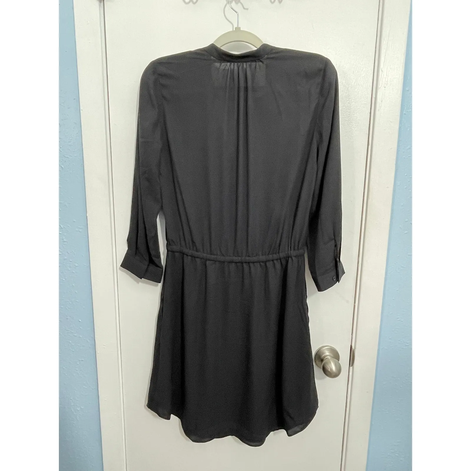 Babaton Bennett Shirt Dress Small Black Mini Quiet Luxury Preppy Minimalist - Image 5