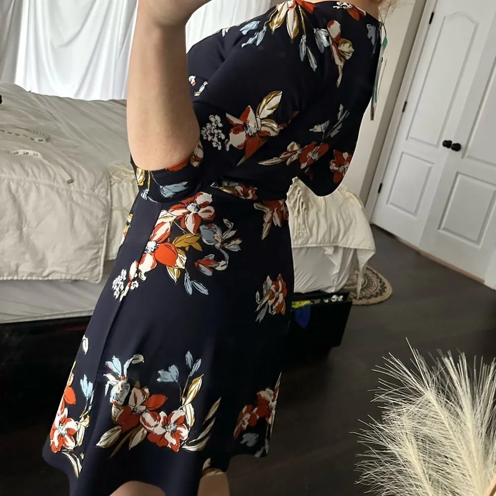 Stitch Fix Women’s Extra Small Leota Faux Wrap Dress Jersey Reye Navy Floral NWT - Image 4