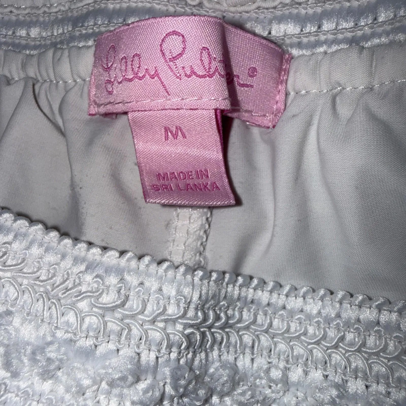 Lilly Pulitzer Claudette White Crochet Minimalist Old Money Drawstring Shorts M - Image 8