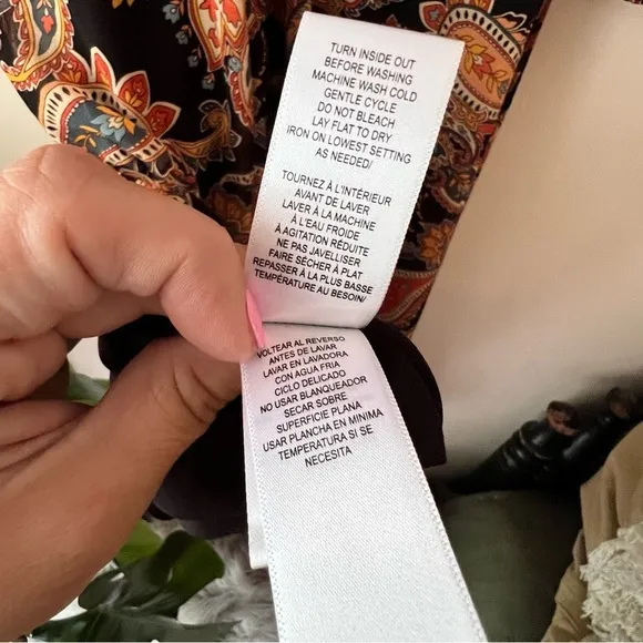 JULIA JORDAN Paisley Long Sleeve Midi Dress - Black‎ Multi boho sheer SIZE 2 - Image 10