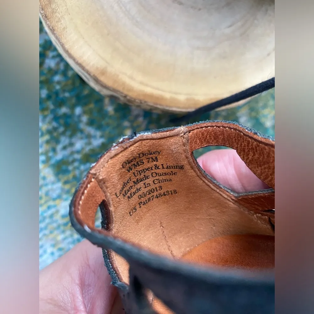 Gentle Souls black leather caged gladiator tie open heel sandals, size 7M - Image 12