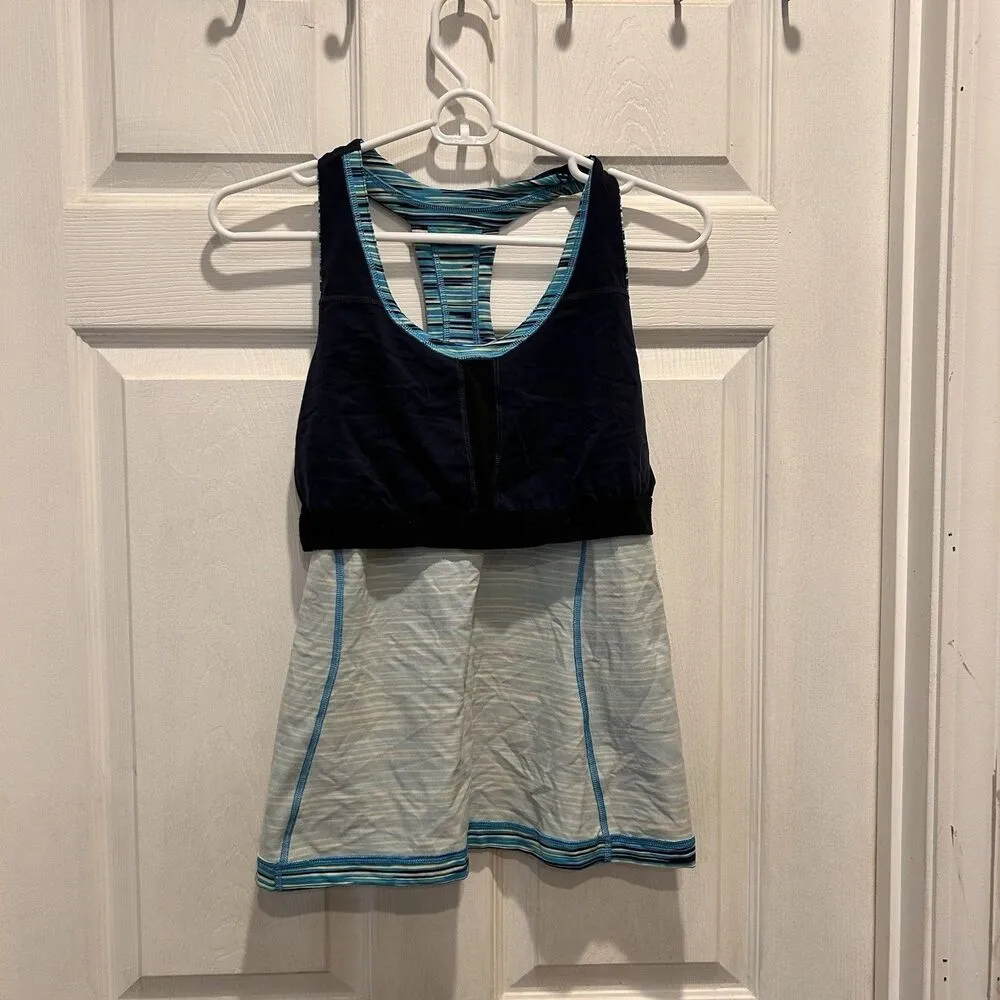 The North Face Vaporwick Racer Back‎ Striped Tank Top Womens Large Activewear - Image 8