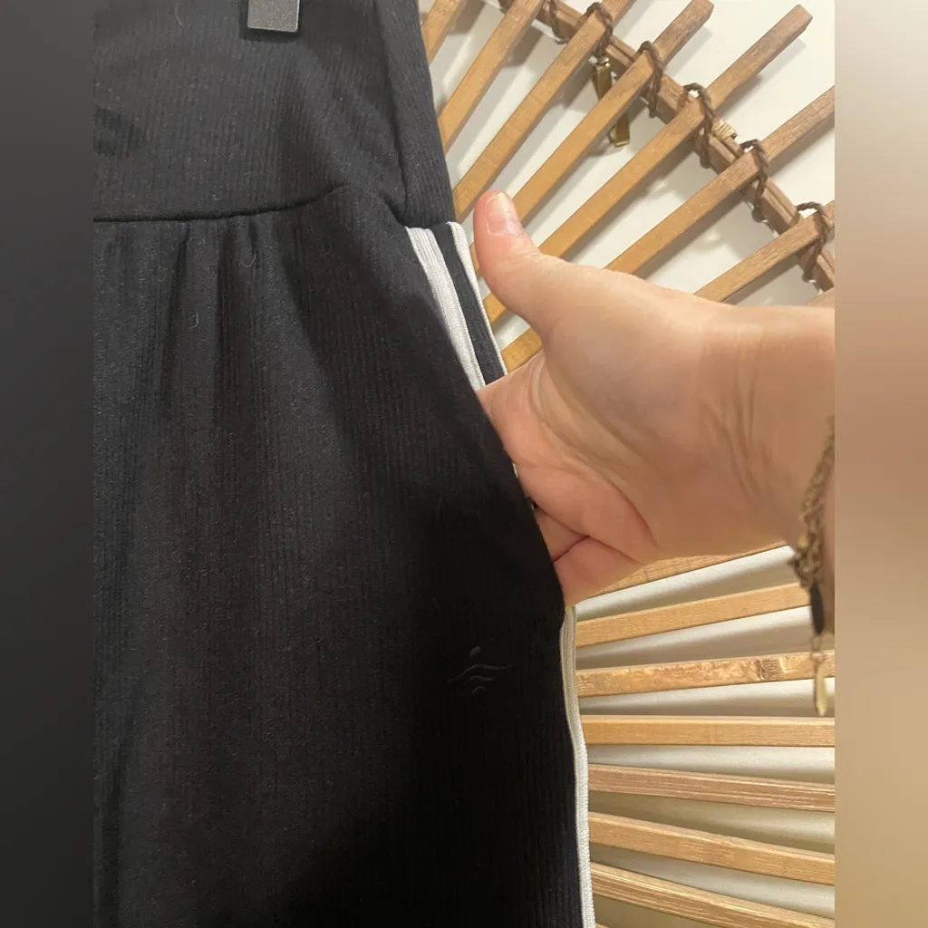 HALARA Black Ribbed Fabric High Waist Knit Track Pantts Sz M Sporty Athleisure - Image 6