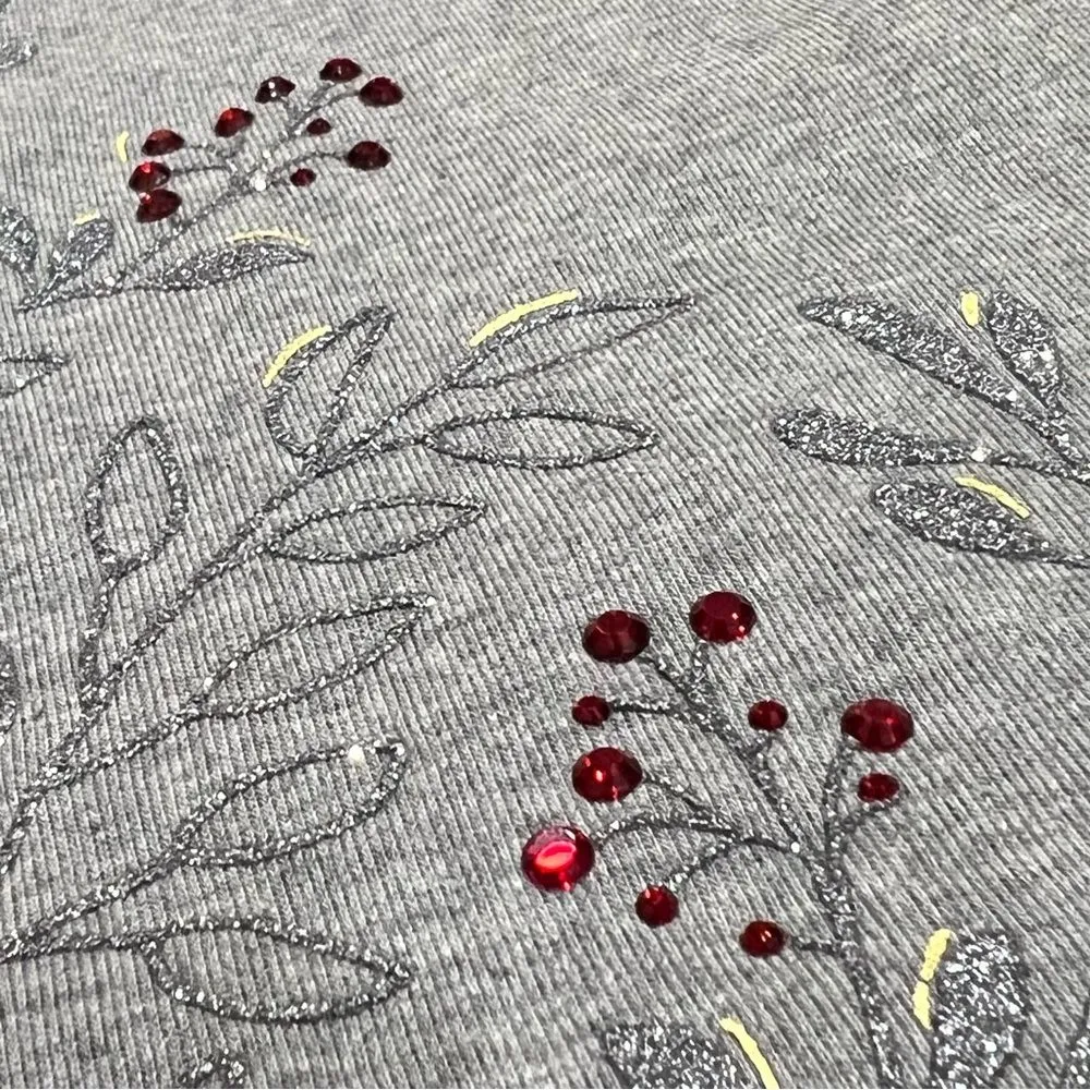 Croft & Barrow Embroidered Cardinal Embellished Top with Red Rhinestones Size XL - Image 6