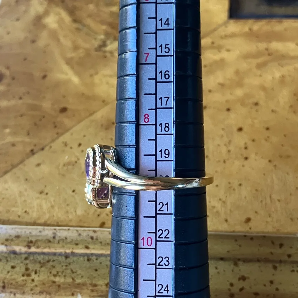 African Amethyst Sterling Silver Ring Size 9 Gold - Image 8