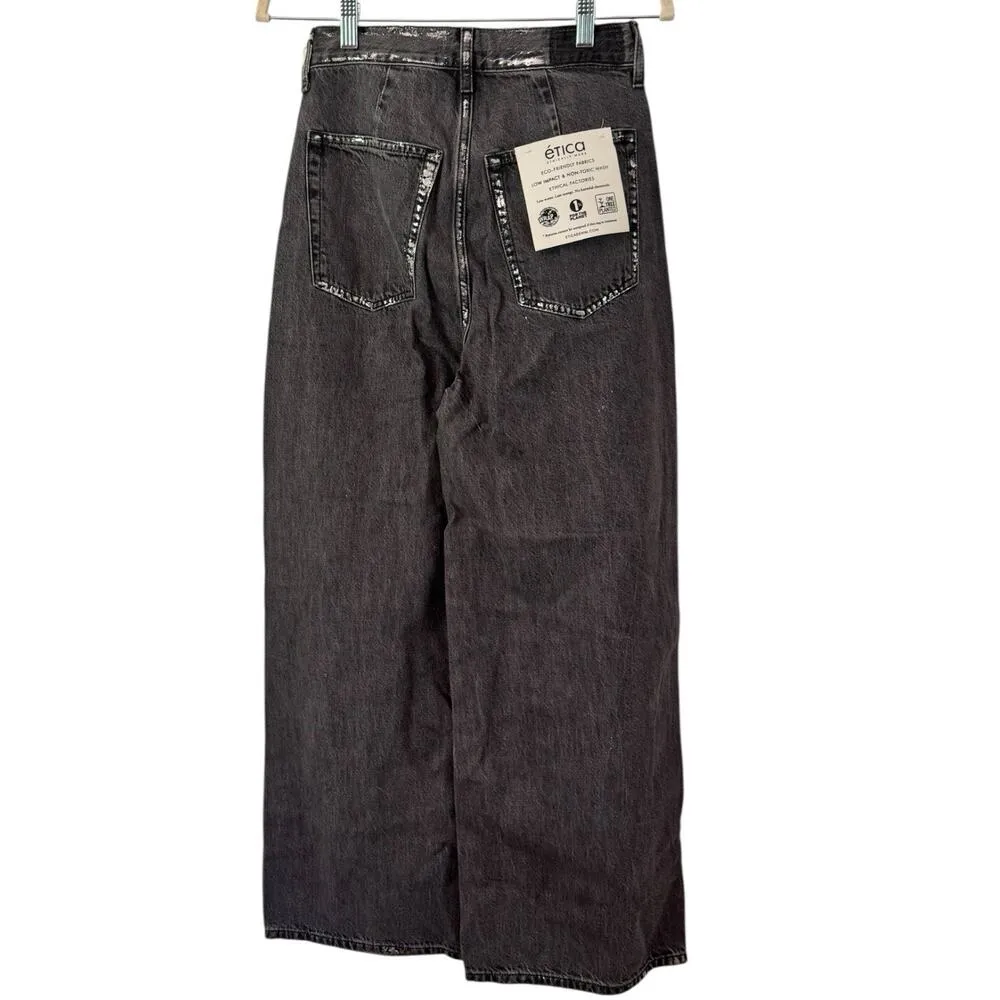 NWT Etica Marley Ultra High Rise Baggy Black Icicle Jeans Size 25 Anthropologie - Image 6
