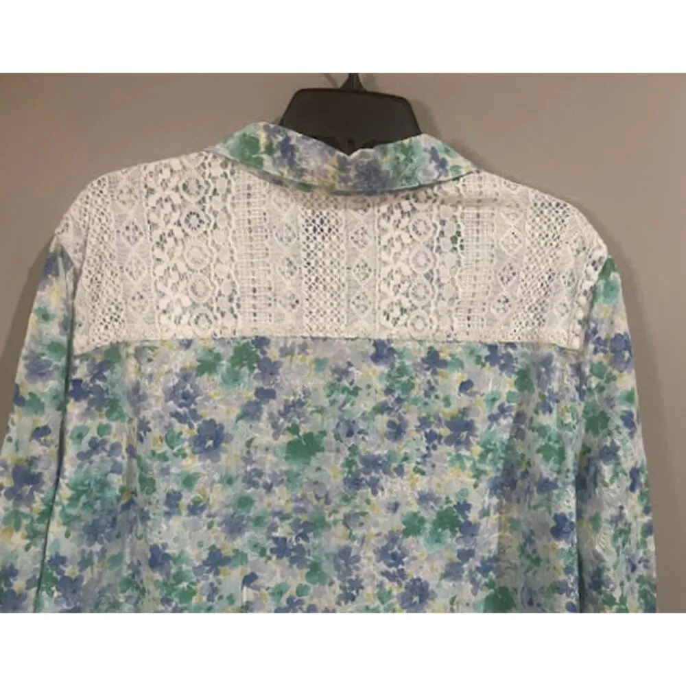 Alfred Dunner Floral Print Lace Blouse - Size 18 - Image 5