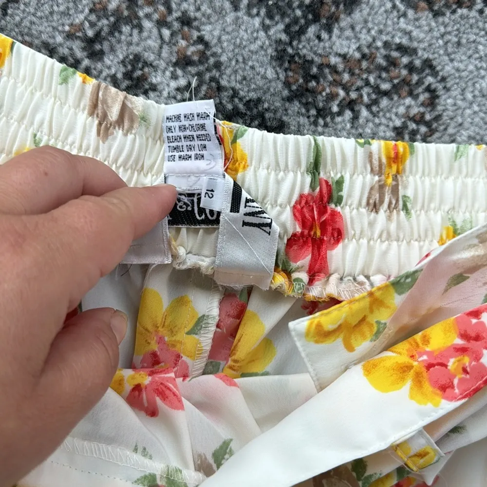 Vintage SK & Company Floral A Line Skirt White 12 - Image 6