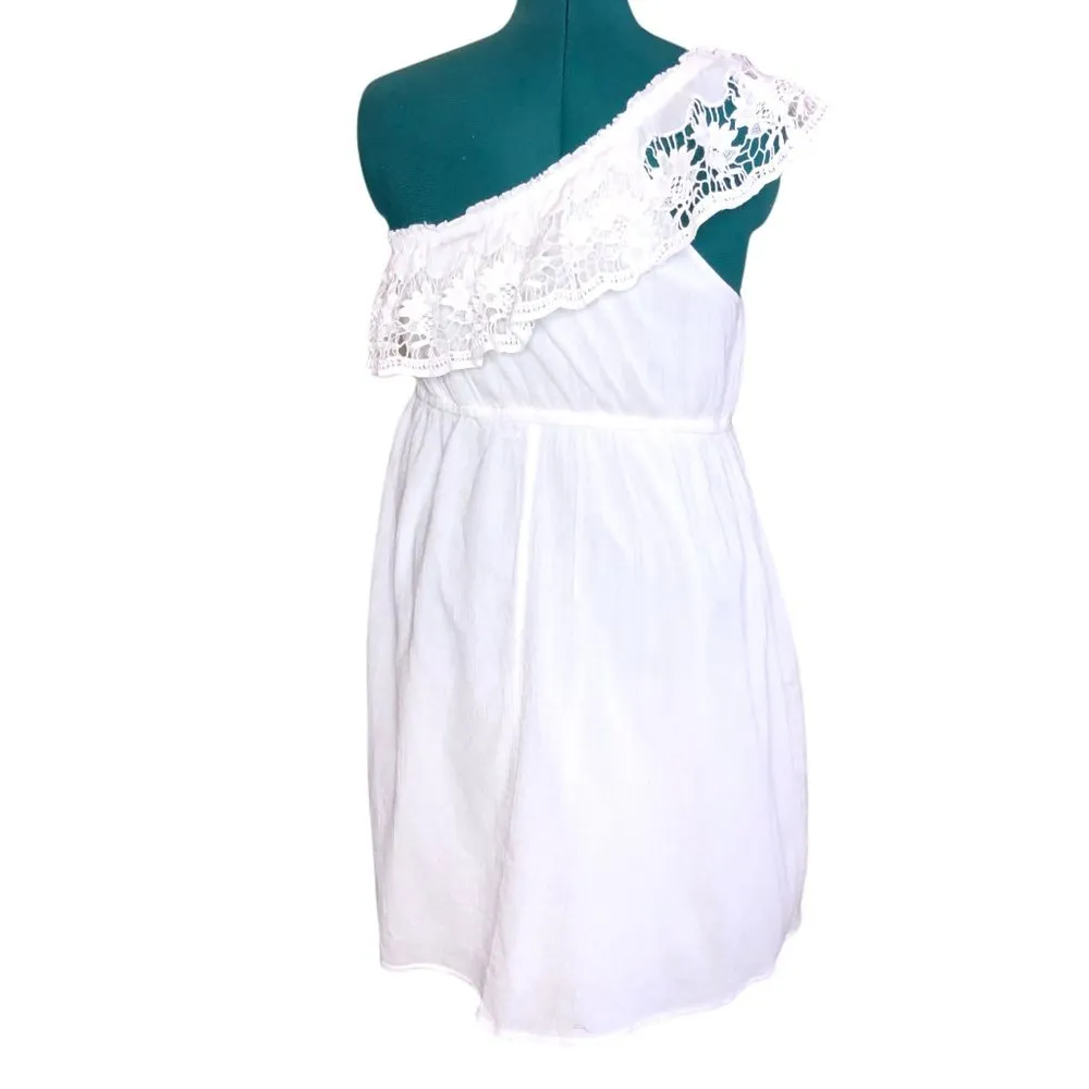 Lane Bryant White One Shoulder Crochet Dress - Image 4