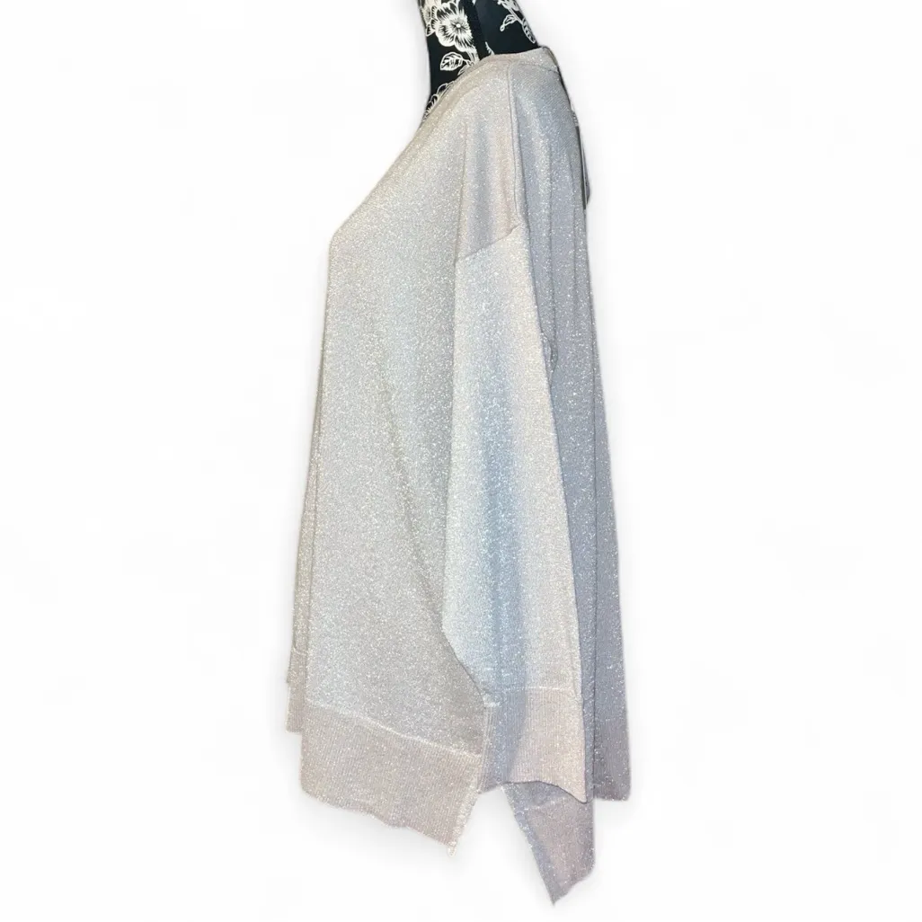 T Tahari Metallic Crew Neck High Low Sweater - Image 2