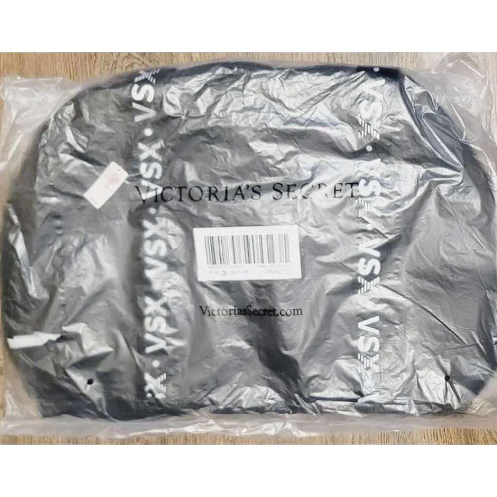 Victoria's Secret VSX Logo Nylon Duffle Tote Bag Black White NEW - Image 2