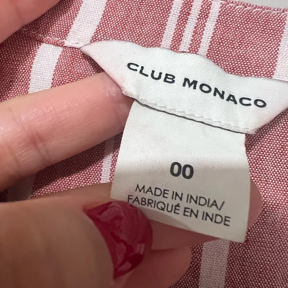 CLUB MONACO Linen Striped Red Sleeveless Waist Tie Midi Dress Sz 00 - Image 6