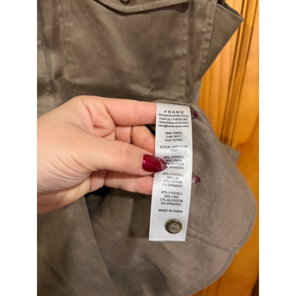 FRAME Arie Sleeveless Linen Button Down Top Desert XS Utility Blouse - Image 4