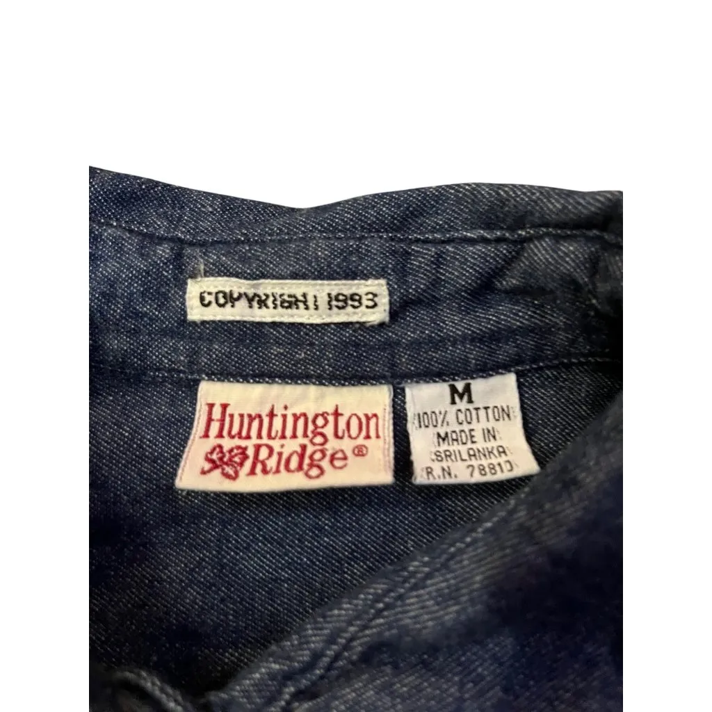 Vintage 90s Huntington Ridge Denim Shirt Womens M 1993 Striped Button Up Blue Size M - Image 7