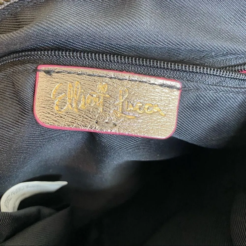 Elliot Lucca Messina silver metallic pewter leather 3 zip crossbody bag purse - Image 13