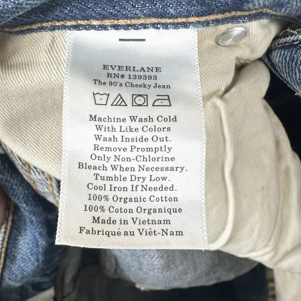 Everlane The 90s Cheeky Ankle Blue Jeans 25 Denim Button Fly Organic Cotton - Image 8