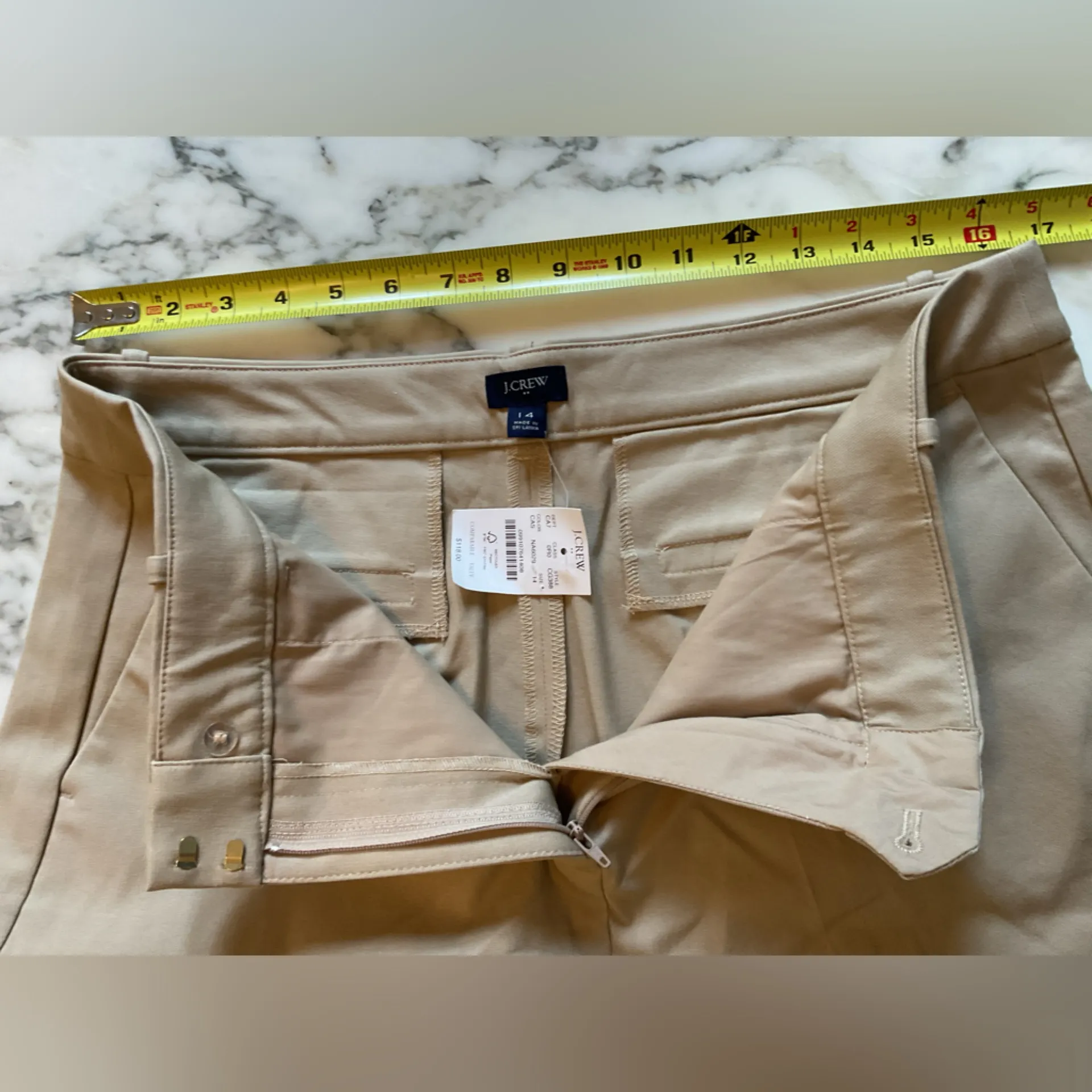 NWT J. Crew Khaki wide leg Chino Pant Sz 14 mark on leg needs wash - Image 8