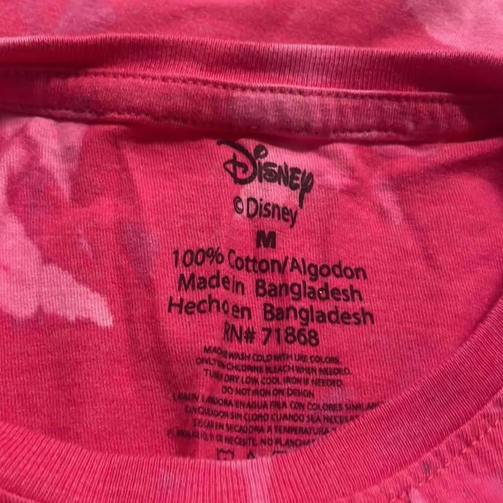 Disney Pink Bleach Tie-Dye Short Sleeve Fitted Graphic Shirt Mickey Mouse - Image 7