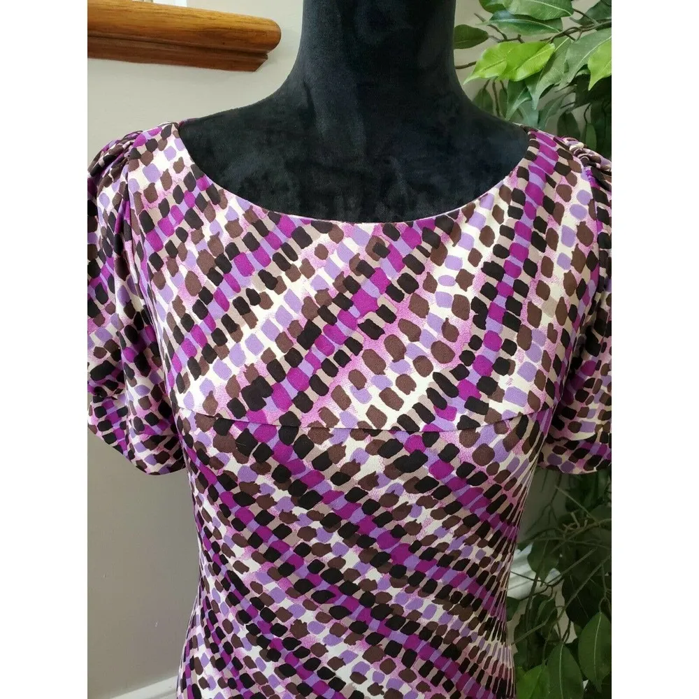 Suzi Chin Women Multicolor Polyester Round Neck Short Sleeve Knee Length Dress 8 - Image 5