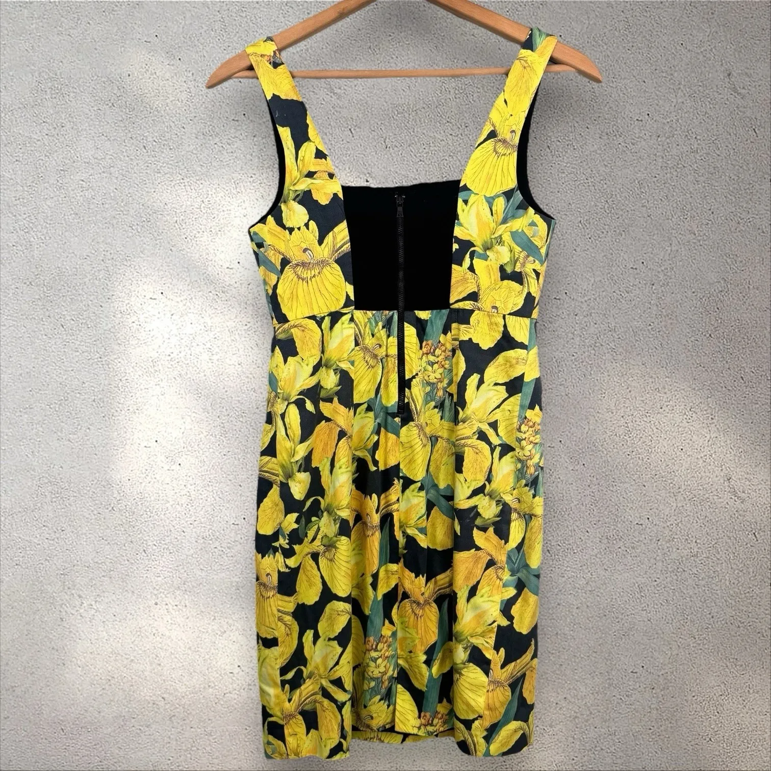 Alice + Olivia Blair Yellow Floral Iris Print Corset Mini Dress Sz‎ 4 - Image 4
