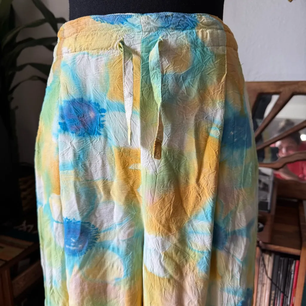 Vintage 90’s Jams World Ivory Flower Draw String Pants - Image 2