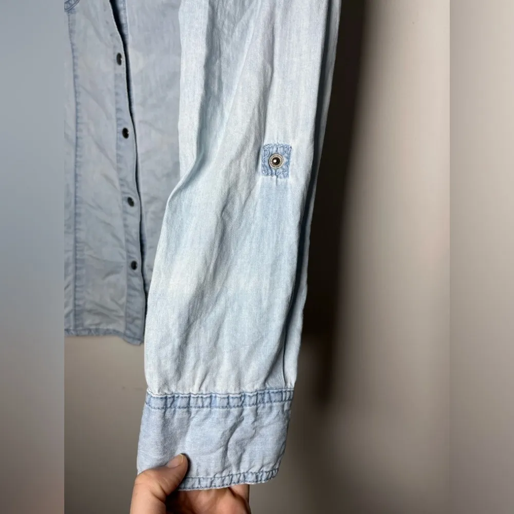 Kenzo Jeans Light Wash Denim Button Down Shirt Sz S Western 90s Streetwear Blue - Image 6