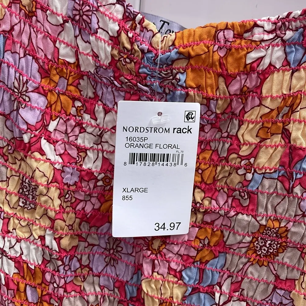 Velvet Torch Pink Floral Dress smocked front Xl - Image 4