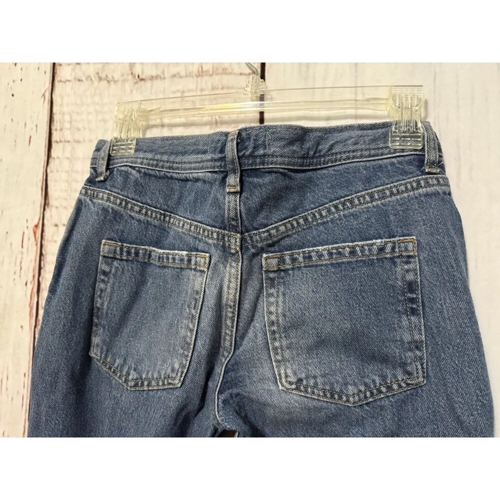 Free People We The Free Maggie Jeans MR Straight Leg Raw Hem Button Fly Size 24 - Image 2