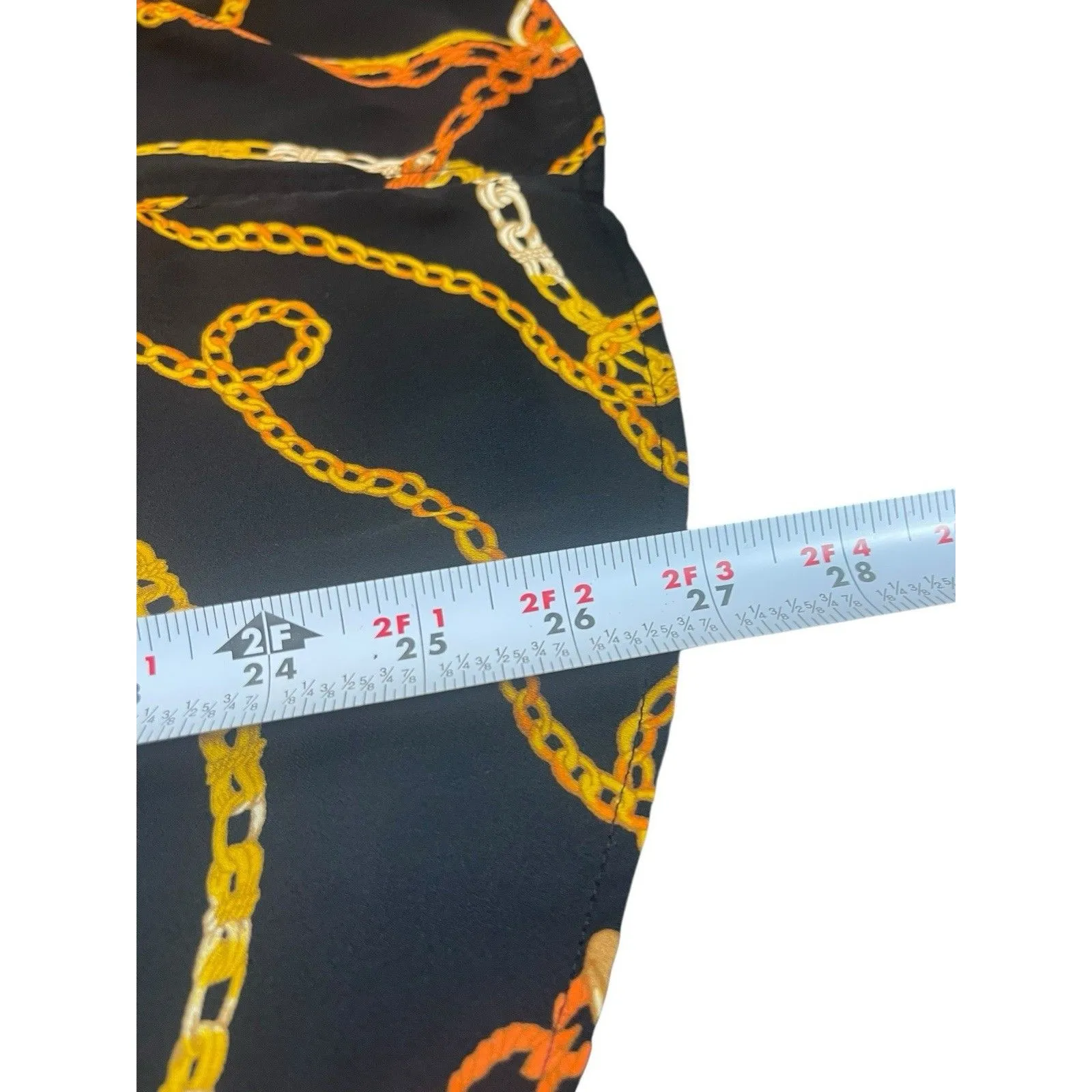 Worthington Woman 0X Black Equestrian Chain Print Tassel Rope Gold Top Sheer - Image 10