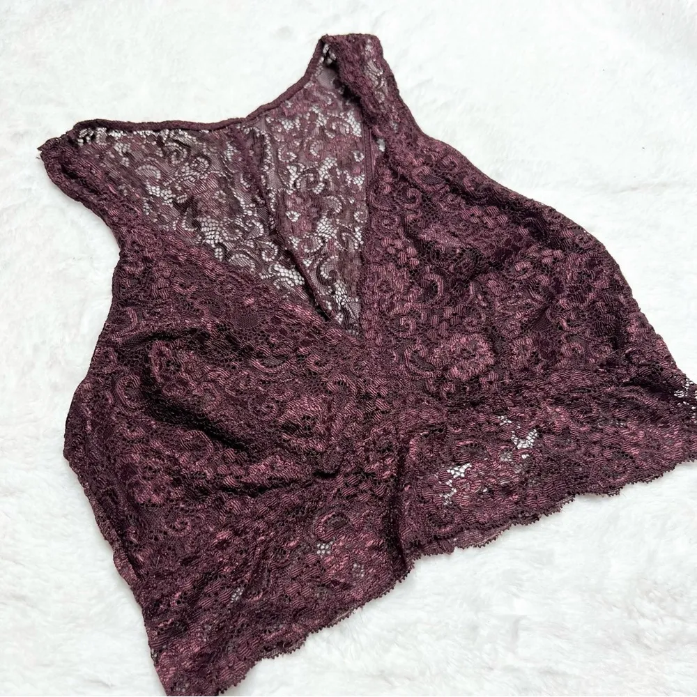 SOMA Burgundy Lace Racerback Bralette Size Small - Image 2