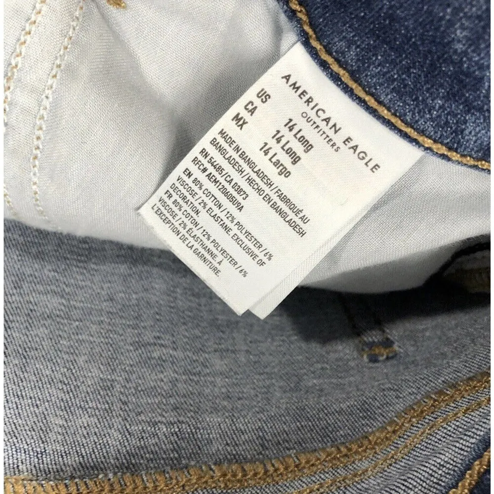 American Eagle Next Level Stretch Jegging Size 14 Long Blue Denim Jeans - Image 7