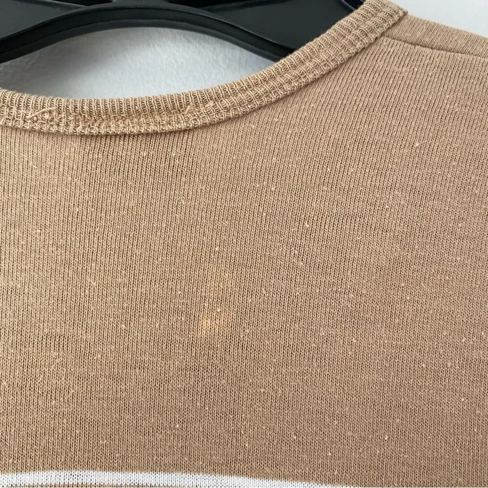 Marimekko Tan White Long Cotton Maxi Henley Dress size large long sleeve - Image 6