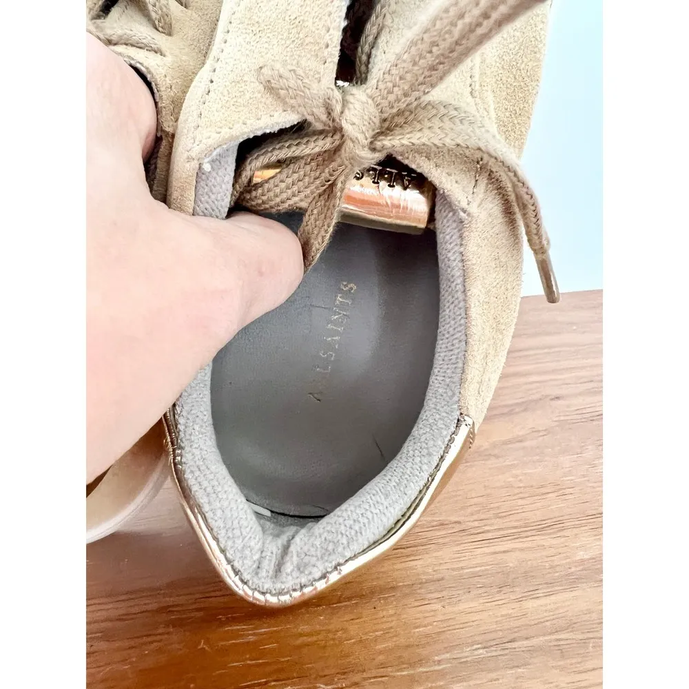 NWT AllSaints Shana Low Top Chunky Sole Suede Sneakers Oak Beige Women's US 11 - Image 14