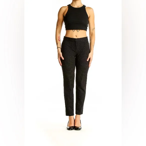 Amanda + Chelsea Black Pants White Polka Dot Classic Workwear Size 4 - Image 2