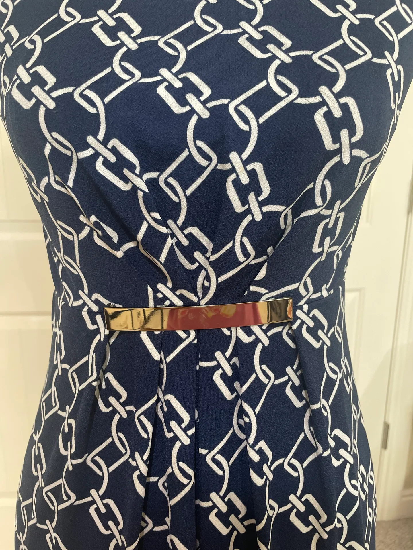 Navy Chain Detail Bodycon Dress Blue Size 0 - Image 3