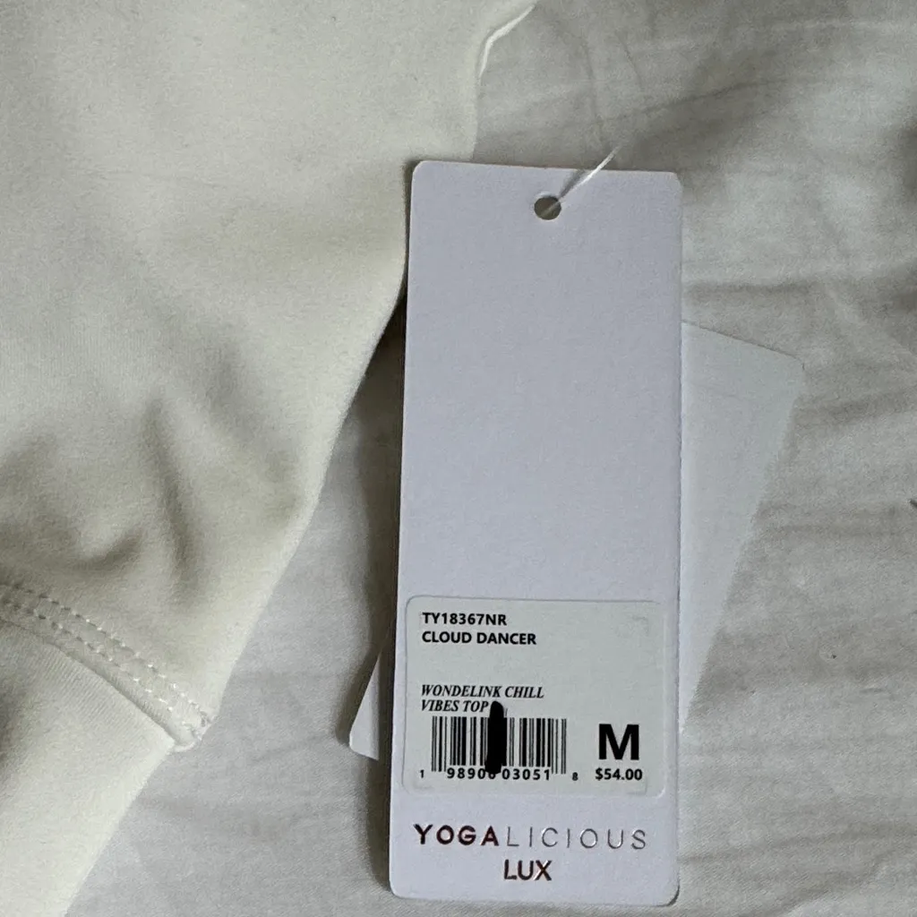 Yogalicious Cream and Blue Crop Top - Image 3