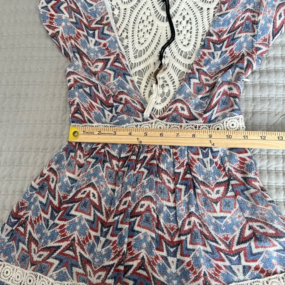 Sea Gypsies plunge v neck aztec design dress - Image 4