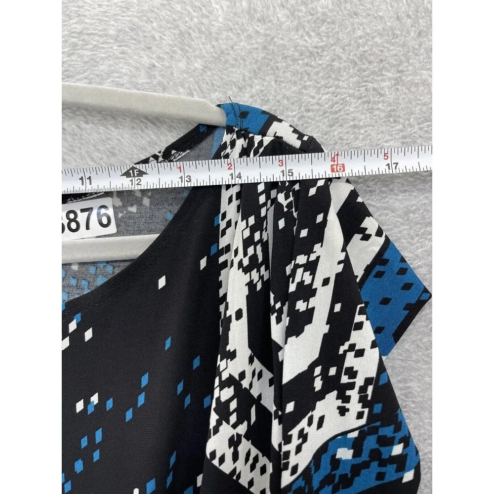 Bisou Bisou Women's Dress A Line Cap Sleeve Black Blue Pockets Unlined Size 10 - Image 7