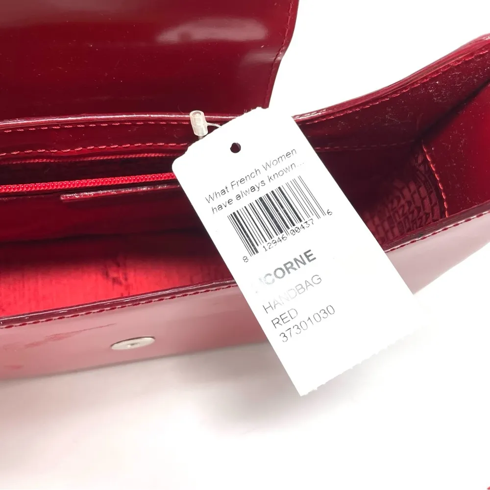 LANCEL Paris high gloss small red leather structured purse, made in Italy, NWT - Image 7